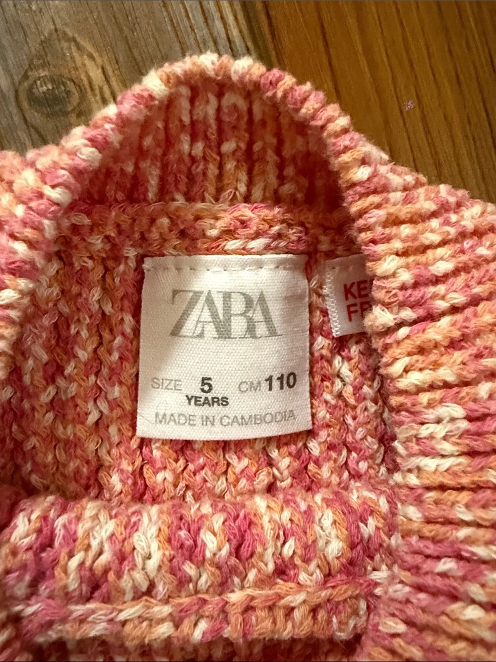 Zara Pink Multitone Bouclé Crewneck Sweater